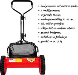 Grasmaaier Handmatig – Grastrimmer Met 21 Liter Opvangbak – Handmaaier Met 5 Messen – Kooimesmaaier 35 Cm Breed — thumbnail 4
