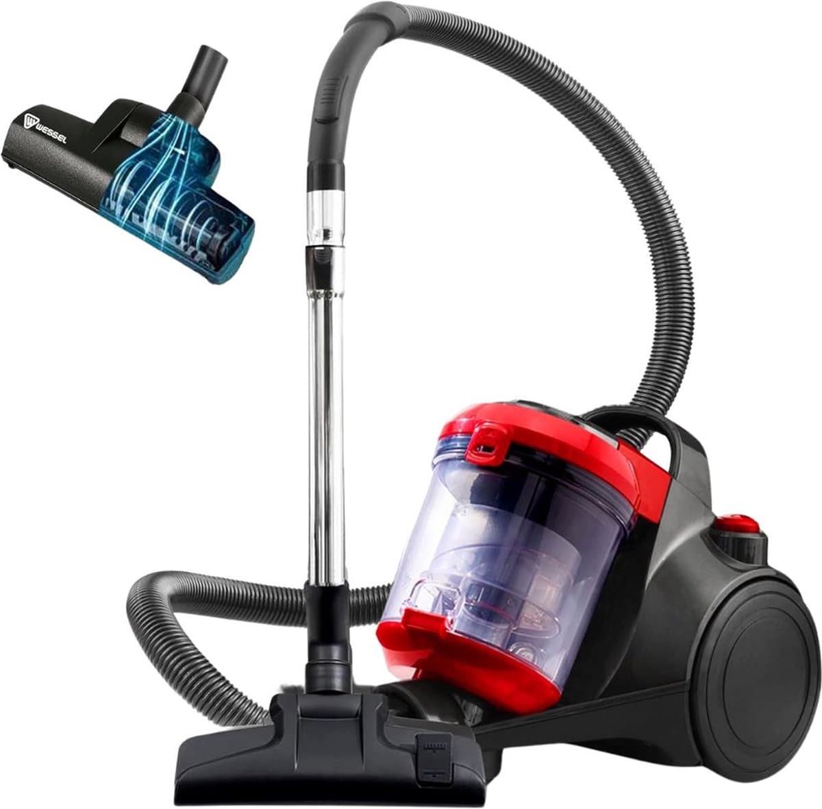 Dailysuppliess Stofzuiger Zonder Zak - Steelstofzuiger - Steelstofzuigers - Stofzuigers - Vacuum Cleaner - Zwart met Rood — afbeelding 1