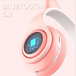 Bluetooth Hooftelefoon voor Kinderen met Kattenoren en LED Licht - Draadloos en Bekabeld, Verstelbaar en Opvouwbaar — thumbnail 2