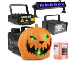BeamZ Halloween rookmachine partyset compleet - Met opklikbare pompoen - Inclusief rookvloeistof