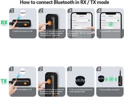 Provium Bluetooth 5.2 audio transmitter en receiver - o.a. voor verbinden airpods, koptelefoon - 3.5mm jack AUX - 20 uur batterij - speaker - bluetooth zender en ontvanger - auto draadloos - zwart — thumbnail 5
