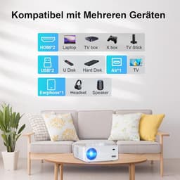Draagbare beamer 15.000 Lux 5G WiFi Native 1080P video thuisbioscoop projector - smartphone PC Xbox PS5 laptop tv-stick Beamer — thumbnail 4