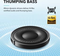 soundcore van Anker Q20i-hoofdtelefoon met hybride actieve ruisonderdrukking, bluetoothoordoppen, speelduur van 40 u, Hi-Res Audio, veel bas, appinstellingen, transparantiemodus, ideaal voor op reis — thumbnail 3
