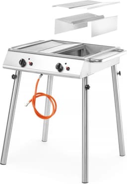 HENDI Krachtige gasgrill – 9,5kW – Compact en draagbaar – 2 onafhankelijke branders – Roestvast staal – 770x710x870 mm — thumbnail 2
