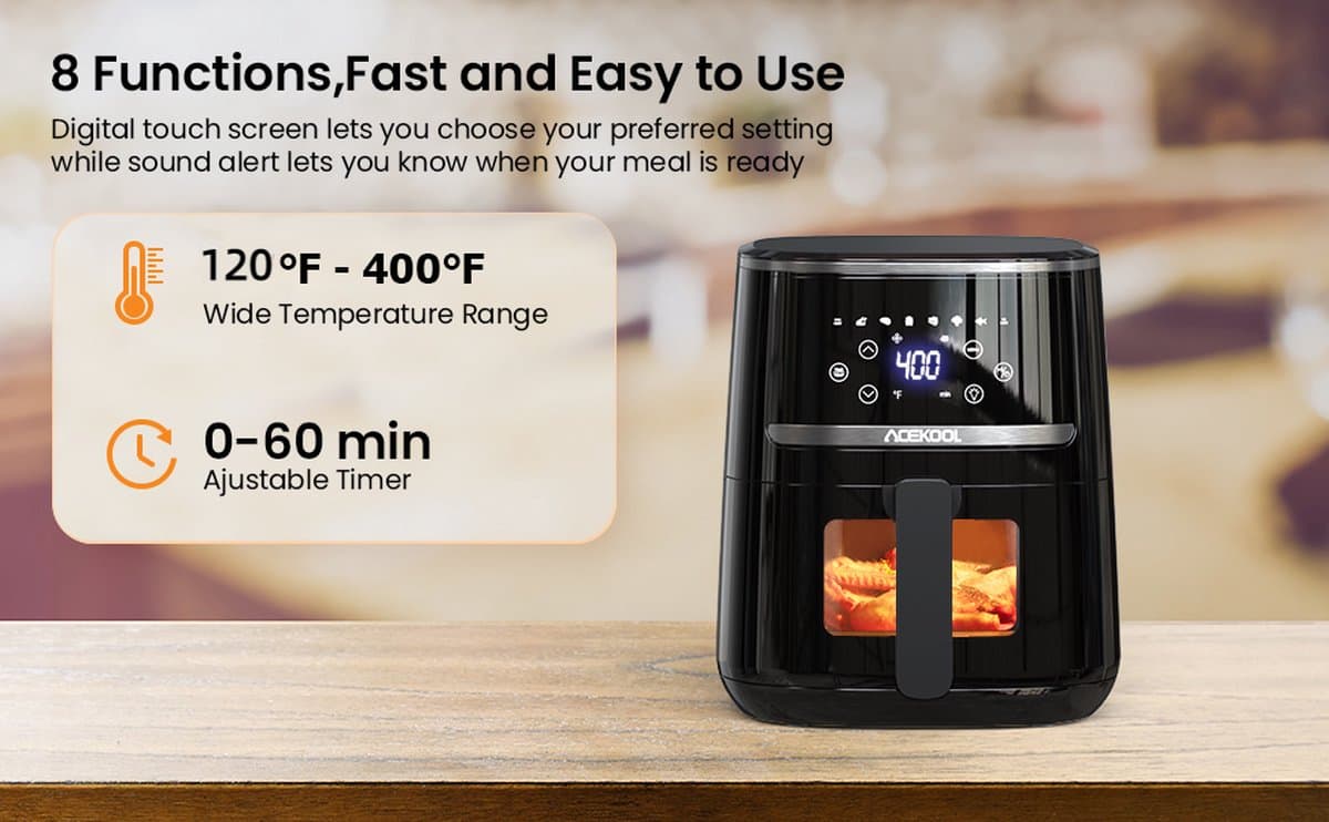 Acekool - Airfryer - Airfryers - Airfryer xl - Air Fryer - Heteluchtfriteuse - Hetelucht Oven Airfryer - Hetelucht - Heteluchtfriteuse xl - 4.5L — afbeelding 1