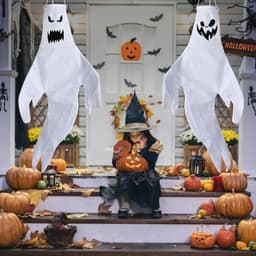 Halloween windzakken met gekleurde LED verlichting - Spooktuindecoratie voor binnen en buiten — thumbnail 5