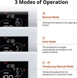 Opbouw Thermostaat | Wifi | Touchscreen bediening | 2-draads aansluiting | C V installatie | Tuya Smartlife app | Spraakbesturing Google Alexa | Wit — thumbnail 4
