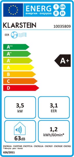 Klarstein Mobiele airconditioner met luchtafvoerslang, 3-in-1 airconditioner met ventilator, luchtontvochtiger & nachtmodus, Kleine & draagbare airconditioner voor thuis & op kantoor, Laag verbruik, 12000 BTU,35 kW - voor Kantoor — thumbnail 14