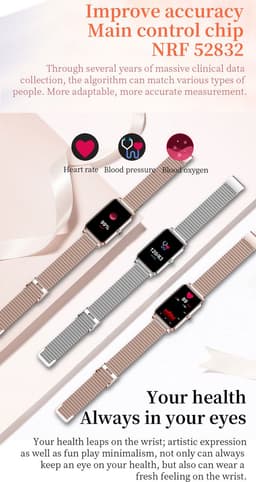 DrPhone Ai Hydro2 Smartwatch Dames – Slim Horloge met Hartslag-, Bloeddruk- & Zuurstofmeting – Menstruatie- & Slaapmonitor, Stappenteller & 12 Sportmodi – Zilver — thumbnail 5