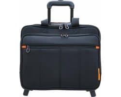 Davidts Business Trolley - Zwart - 17 inch Laptopcompatibiliteit - Duurzaam Polyamide - Laptop Trolley - Cabin size - Handbagage