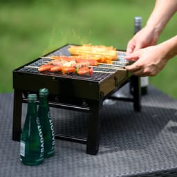 Portable Houtskool Barbecue - Grilloppervlak (LxB) 43 x 27 cm - Inklapbaar - Zwart — thumbnail 2