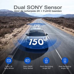 AZDome AR09 QuadHD 2CH Full Mirror Wifi Touch dashcam voor auto — thumbnail 2