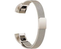 By Qubix - Compatible Fitbit bandje - Geschikt voor Fitbit Alta HR Milanese bandje - Maat: Large - Vintage goud Smartwatch bandje