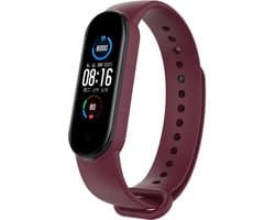 Siliconen Smartwatch bandje - Geschikt voor Xiaomi Mi Band 6 siliconen bandje - wijnrood - Strap-it Horlogeband / Polsband / Armband