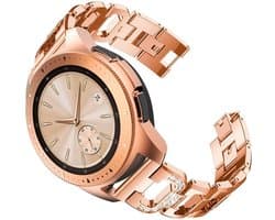 Universeel 20MM Horloge Bandje / Smartwatch Bandje RVS met Diamant Design Roze Goud