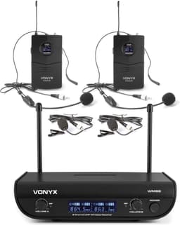 Draadloze microfoon - Vonyx WM82 Draadloze UHF microfoonset met 2x headset — thumbnail 1