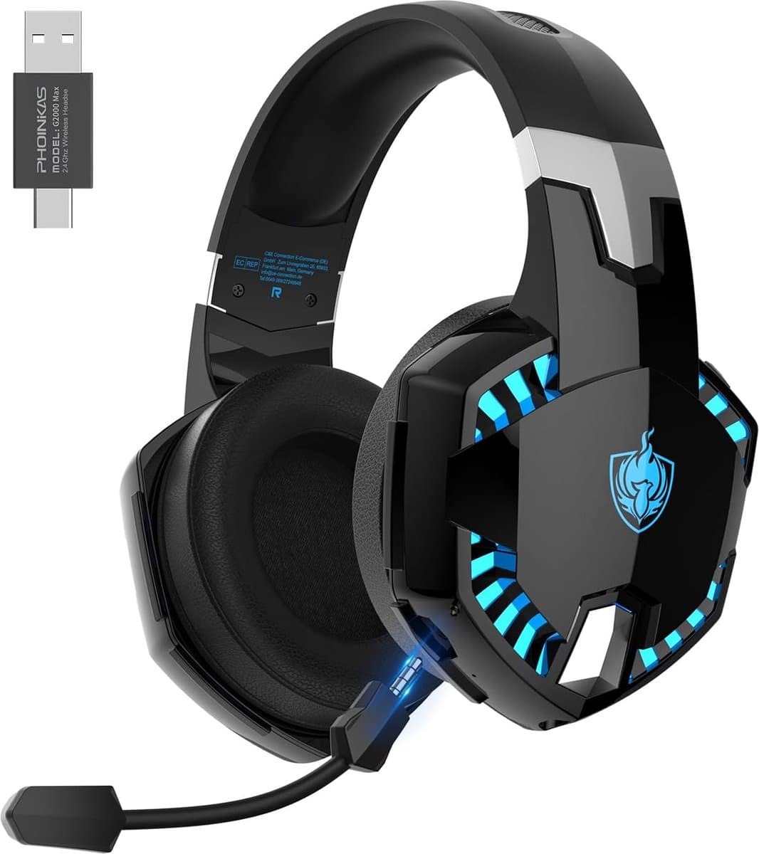 PHOINIKAS G2000 Max - 2.4GHz Draadloze Gaming Headset - met microfoon - Over-ear Koptelefoon - Nintendo Switch/PS4/PS5/PC - Zwart — afbeelding 1