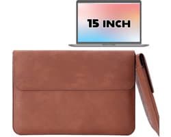 2-in-1 Laptopsleeve 15 tot 15.4 inch - Vegan Leer - Laptophoes Dames / Heren - Laptop Tas Sleeve met Standaard