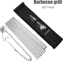 BBQ driepoot frame, driepoot, telescopisch frame, grillstandaard, koken in de open lucht, statief, inklapbaar, kampvuur, grillrooster, standaard, camping, statief met ketting en haak — thumbnail 5