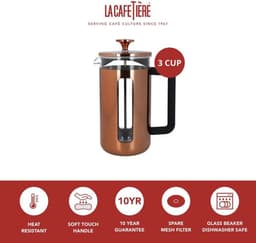 La Cafetière Pisa koffiezetapparaat van glas met roestvrij, geborsteld stalen frame — thumbnail 3
