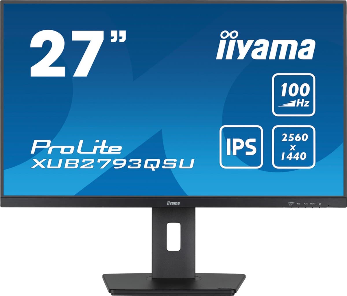 iiyama ProLite XUB2793QSU-B6 - 27 Inch - IPS - QHD - USB-hub - In hoogte verstelbaar — afbeelding 1