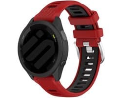 Strap-it Smartwatch siliconen sport bandje - geschikt voor Garmin Vivoactive 4 (45mm) / Venu 2 / Venu 3 / Forerunner 255 / Forerunner 265 - rood/zwart