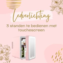 Jambo® Skincare Fridge - Mini Koelkast - Make-up Koelkast met Spiegel - Beauty Fridge met Spiegel en 3 Standen Ledverlichting - Roze - Cosmetica - 4 Liter — thumbnail 5