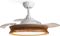 CREATE - Plafondventilator met Stil Licht 40W Ø107 cm - Rieten Afwerking - WIND CLEAR RATTAN — thumbnail 1