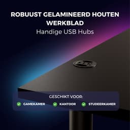 GAME HERO® Saint Pro Hoekbureau Gaming Links Game Bureau Met LED verlichting - USB Hub - 197 x 132 cm - Zwart — thumbnail 4