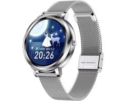 Darenci Smartwatch Classy Pro - Smartwatch dames - Smartwatch heren - Activity Tracker - Touchscreen - Stalen band - Dames - Heren - Horloge - Stappenteller - Bloeddrukmeter - Verbrande calorieën - Zuurstofmeter - Zilver - Spatwaterdicht