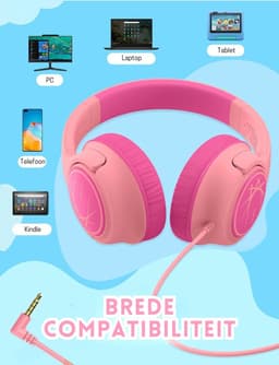 StayPowered Kinderheadset - Gehoorbescherming en Gemoedsrust Gecombineerd! - met Volumebegrenzing - Kristalhelder Stereogeluid - Draaibare Oorschelpen - Verstelbare Hoofdband - Compact Design - Roze - Levering Sneller dan Aangegeven! — thumbnail 5