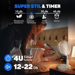 Vulpes Goods® Tech - Ventilator Staand met Afstandsbediening - Tafelventilator 4in1 - Draadloos - Oplaadbaar - Verstelbaar - Ultra Stil - 12dB - Timer - Statiefventilator - Vloerventilator - USB Ventilator - Vloerventilator - PRO Versie — thumbnail 3