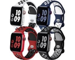 Podec Smartwatch - Siliconen Strap Multicolor Set van 4 - Geschikt voor Apple Watch - Bandje Geschikt voor iWatch 38 / 40/ 41 mm - Geschikt voor Series 1/2/3/4/5/6/7/SE
