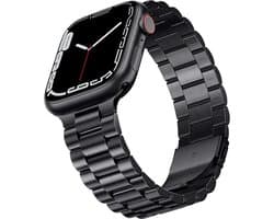 Podec Smartwatch RVS Strap Zwart - Geschikt voor Apple Watch - Bandje Geschikt voor iWatch 42 / 44 / 45 / 49 mm - Geschikt voor Series 1/2/3/4/5/6/7/SE