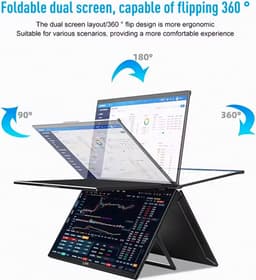 Lipa HDR-72 Dual Portable monitor Full HD - Foldable opvouwbaar scherm - Beeldscherm - Computerscherm - Ultrawide monitor - Ook Windows & MacOS - 2x 15.6 inch - Tri-screen- Triple monitor - 60 Hz - HDR en IPS - Verticaal Ultrawide — thumbnail 2