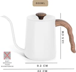 House of Husk Slow Coffee Ketel - Pour Over Kettle - Gooseneck kettle - Heet Water Ketel - Coffeemaker - RVS - Cafetière - 600 ml - Wit — thumbnail 5