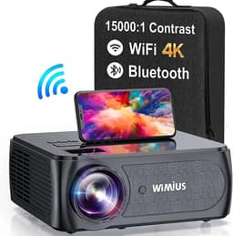 Wimius 8K Projector - 4K Full HD beamer - Bluetooth - Mini Beamer - 1080P - 8K Kwaliteit - Scherm - Projector - Thuisbioscoop - Inclusief Draagbare Tas - Zwart — thumbnail 1