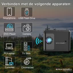 Erikssøn Beamer Prime - Incl. Standaard - Streamen Vanaf Je Telefoon - 6600 Ansi-Lumens - Projector - Mini - Beamers — thumbnail 4