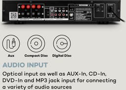 Auna Versterker, HiFi stereo mini-versterker, HiFi-versterker met bas- & treble-regelaar, 2-kanaals audioversterker, Stereo-versterker met afstandsbediening & DAB-radio, AV-receiver — thumbnail 3