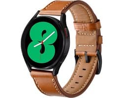 By Qubix - Geschikt voor Garmin bandje - Geschikt voor Garmin Vivomove 3 / HR / Luxe / Sport / Style / Trend - lederen bandje - Bruin - Smartwatch bandje 20mm