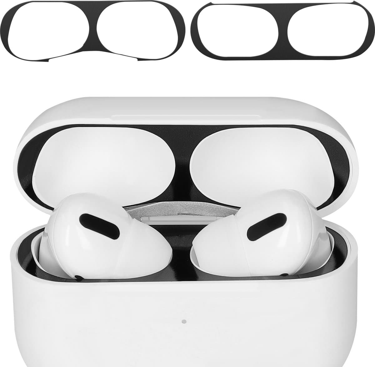 kwmobile anti-stof sticker geschikt voor Apple Airpods Pro 2 - Stofbeschermer in zwart — afbeelding 1