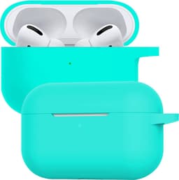 Case - Geschikt voor Apple AirPods Pro 2 - Siliconen Hoes met Clip - Silicone Hoesje Cover - Mintgroen — thumbnail 1