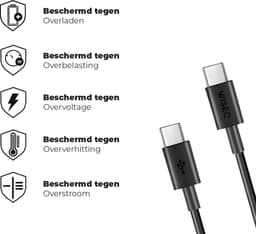 USB C snellader kabel 3 m – USB C naar USB C extra lange datakabel – geschikt voor Samsung en iPhone - zwart – WiseQ — thumbnail 4