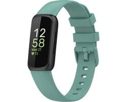 Siliconen Smartwatch bandje - Geschikt voor Fitbit Inspire 3 siliconen bandje - groen - Strap-it Horlogeband / Polsband / Armband - Maat: Maat S