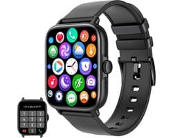 Relify Smartwatch - Smartwatch Dames - Smartwatch Heren - Horloge - HD Touchscreen - Bloeddrukmeter - Stappen & Calorie teller - Saturatiemeter - IOS & Android - Zwart