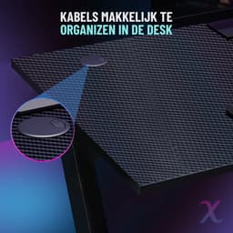 Xergonomic Game Bureau - Gaming Desk - Carbonfiber look - B125xH75xL62 cm - Computer Tafel - Incl. beker-, koptelefoonhouder en kabelorganizer - Xergax - Zwart — thumbnail 5