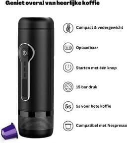 Happyment Compacte Draagbare Koffie Machine Draadloos - Hoge Kwaliteit Espresso Machine Oplaadbaar - Mini Koffie Zet Apparaat - Portable Coffee Maker - Koffie Cubs - Filterkoffie — thumbnail 5