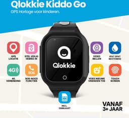 Qlokkie Kiddo GO - GPS horloge kind - Smartwatch kinderen - GPS tracker kind met nauwkeurige locatiebepaling - GPS horloge kind met simkaart - Stel veilige zones in - SOS functie - Whatsapp - Zwart — thumbnail 2