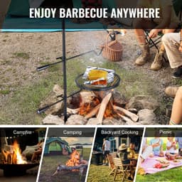 VEVOR Rotisserie Roterende Grill Staal 360 x 360 Mm Houtskoolgrill Dubbellaags Kookrooster Grillrek 6 Kg Laadvermogen 300 ℃ Vrijstaand Spit Gebraad BBQ Grillwagen Barbecue Buiten — thumbnail 4