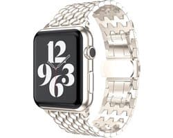 Stalen Smartwatch bandje - Geschikt voor Apple Watch Series 1/2/3/4/5/6/7/8/9/10/11/SE/SE2/SE3stalen draak bandje - sterrenlicht - Strap-it Horlogeband / Polsband / Armband - maat: 38 / 40 / 41 / 42mm -